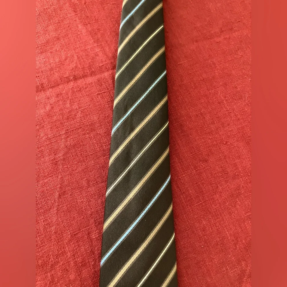 Vintage '70s/'80s Christian Dior Striped Neck Tie Logo Monogram Brown Blue